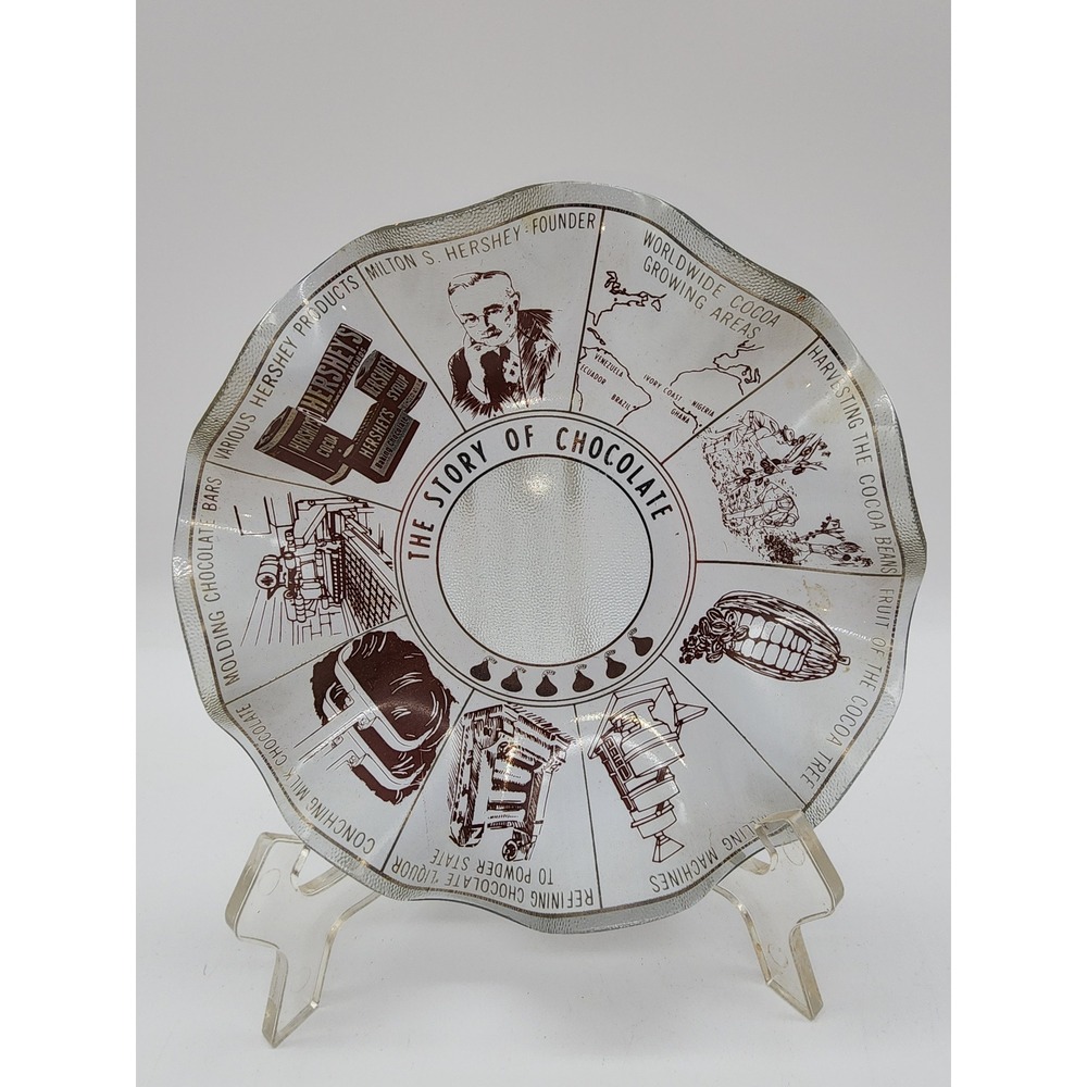 Vintage Hersheys Story of Chocolate Glass Plate Ruffled Edge 7.5in
